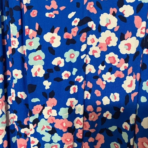 New Talbots Blue and Pink Floral Long Sleeve Dress Size XL - Picture 9 of 12